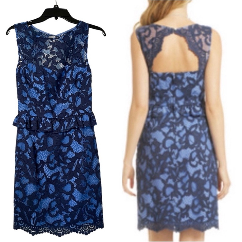 Lilly Pulitzer Kiri blue lace dress peplum size 4